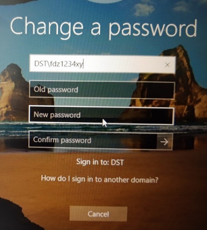 The figure shows the change password screen